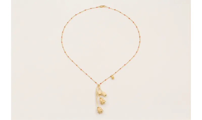 Collar cadena microesmalte teja con tulipanes esma