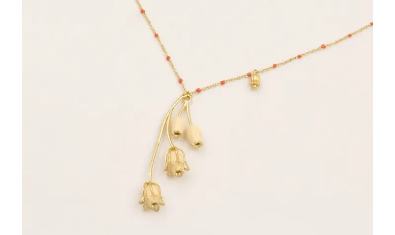 Collar cadena microesmalte teja con tulipanes esma