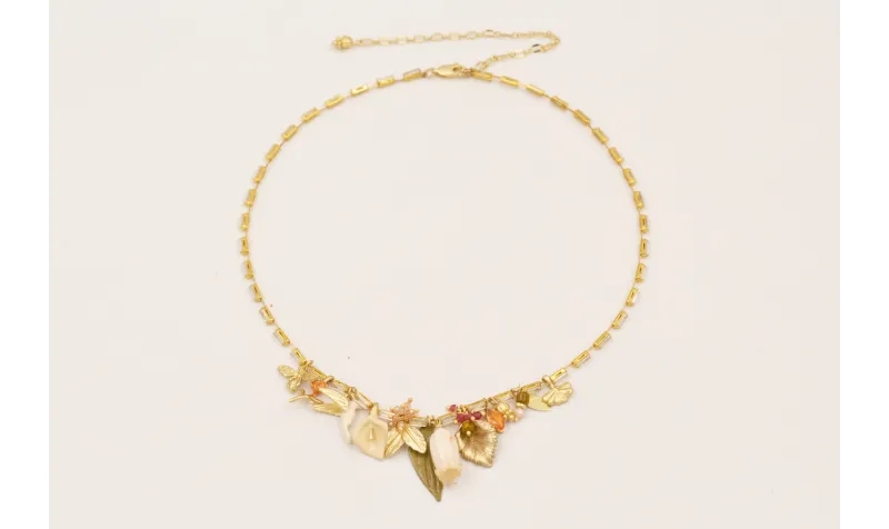 Collar cadena strass rectangular con colgantes, ab