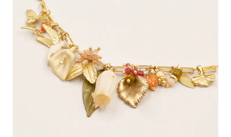 Collar cadena strass rectangular con colgantes, ab