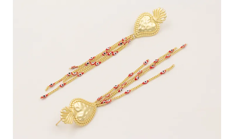 Pendientes sagrado corazón dorado mate con colgant