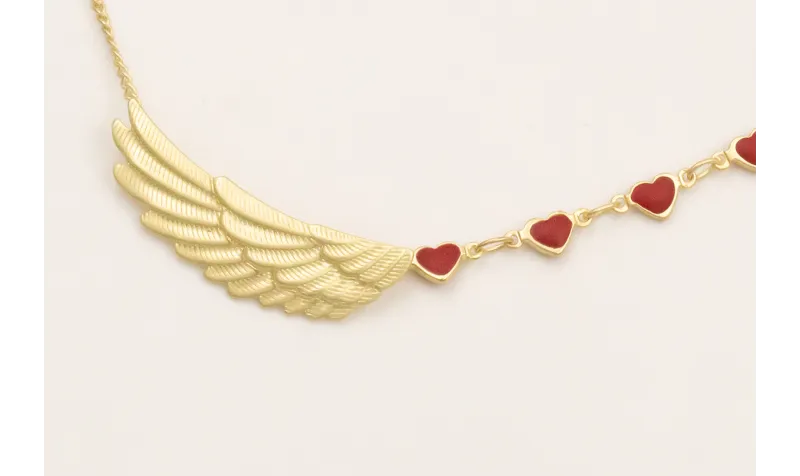 Collar cadena eslbón plano dorado mate y cadena de