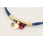 Pulsera seda natural azul marino con tubo curvado 