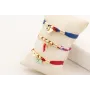 Pulsera seda natural azul marino con tubo curvado 