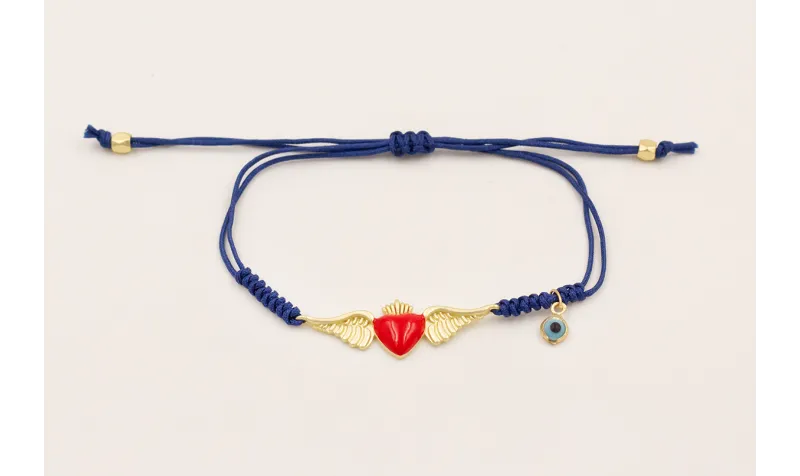 Pulsera hilo azul marino con nudo serpiente, pieza