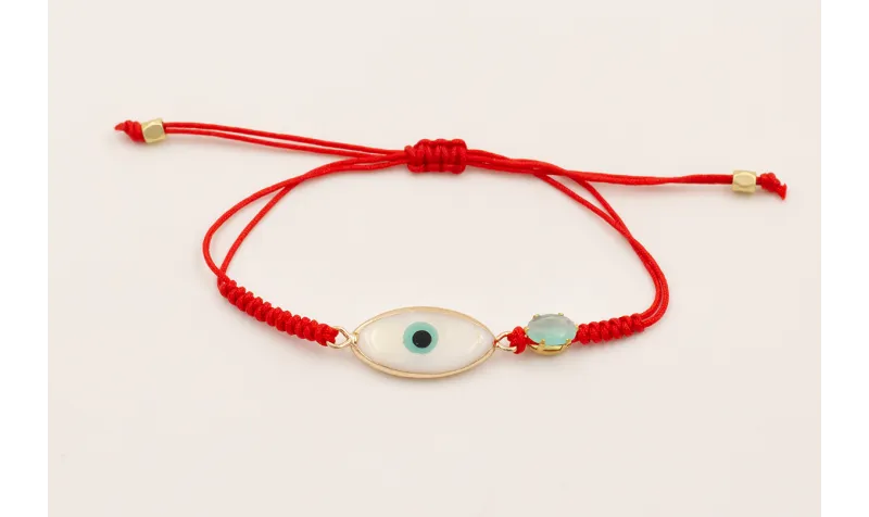 Pulsera hilo rojo con nudo serpiente, pieza ojo tu