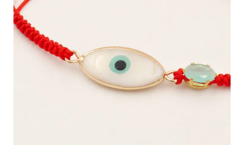 Pulsera hilo rojo con nudo serpiente, pieza ojo tu