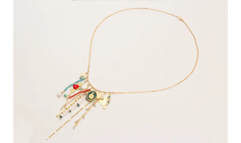 Collar collar cadena eslabón aplastado con colgant