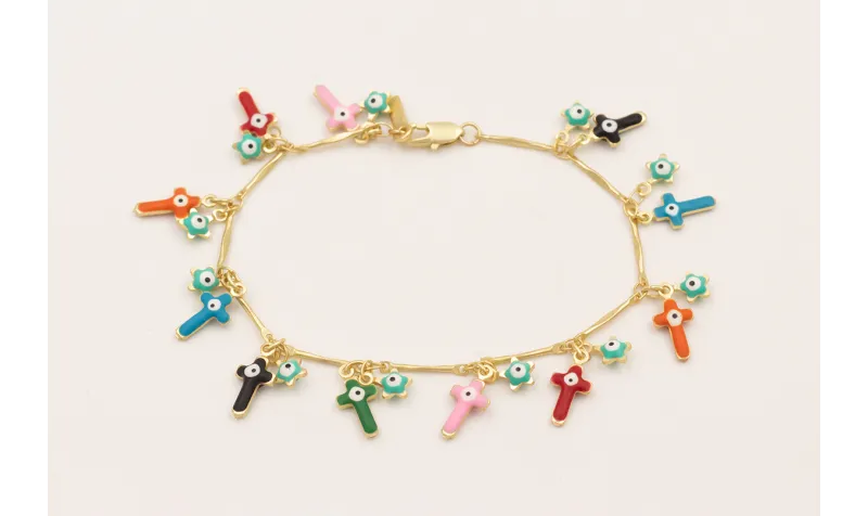 Pulsera cadena estrellas con ojos turcos y colgand