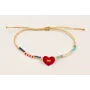 Pulsera hilo metalico dorado con corazón 2 agujero