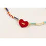 Pulsera hilo metalico dorado con corazón 2 agujero