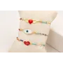Pulsera hilo metalico dorado con corazón 2 agujero