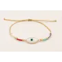 Pulsera hilo metalico dorado con ojo turco nacar b