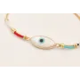 Pulsera hilo metalico dorado con ojo turco nacar b