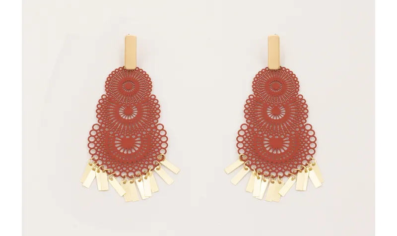 Pendientes perno listón plano con filigrana esmalt