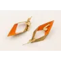 Pendientes aro coral dorado mate con rombo biselad