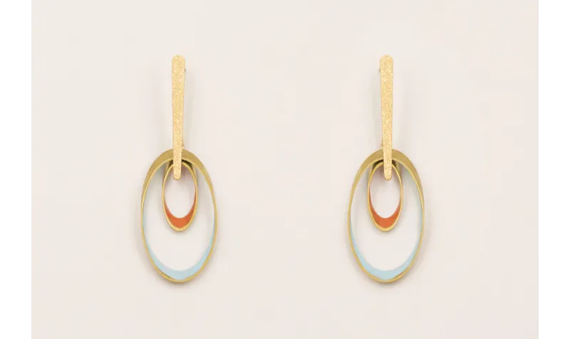 Pendientes lámina satinada con ovalos biselados es