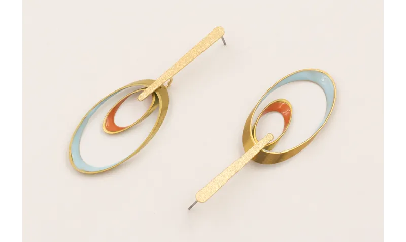 Pendientes lámina satinada con ovalos biselados es