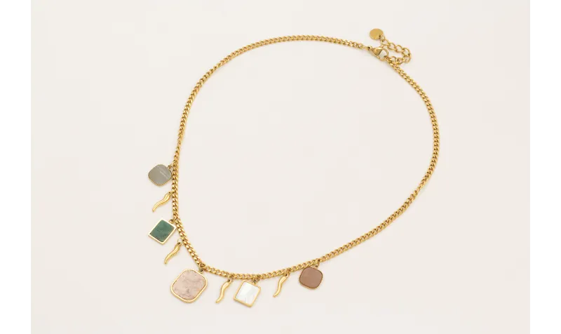 Collar de acero inoxadable con cadena y colgantes 