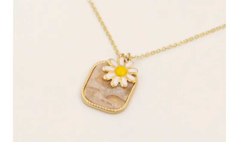 Collar cadena acero inoxidable con colgante piedra