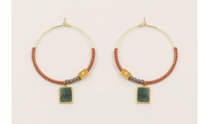 Pendientes aro grande acero inoxidable cosido hilo