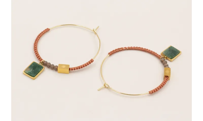 Pendientes aro grande acero inoxidable cosido hilo