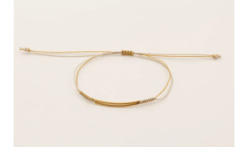 Pulsera nudo serpiente hilo metalicos dorado y pla