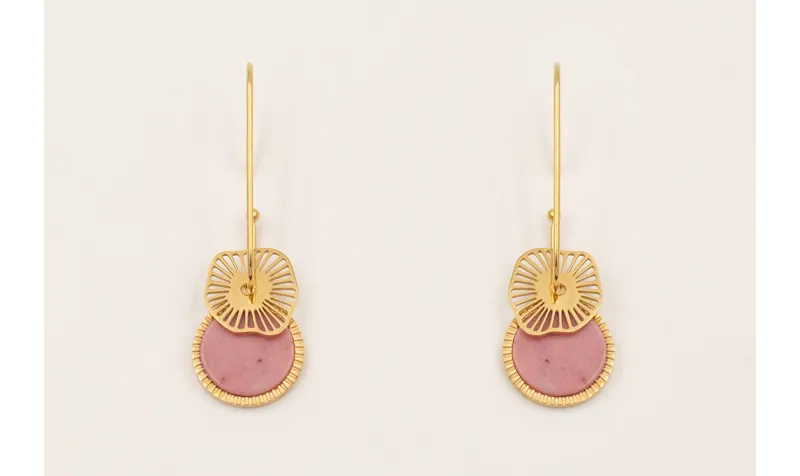 Pendientes gancho semicerrado con colgante piedra 