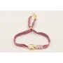 Pulsera seda natural lila con pepita transversal d