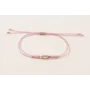 Pulsera hilo macramé lila con cabujón cristal rosa