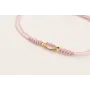 Pulsera hilo macramé lila con cabujón cristal rosa