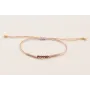 Pulsera hilo macramé lila y dorado con facetadas m