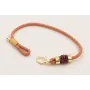 Pulsera cordón rosa palo con hilo dorado, mosquetó