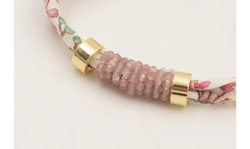 Pulsera lazo liberty ancho estampado flores lilas 