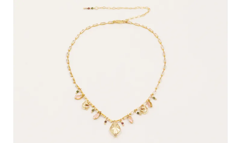 Collar cadena strass cristal rectangular con colga