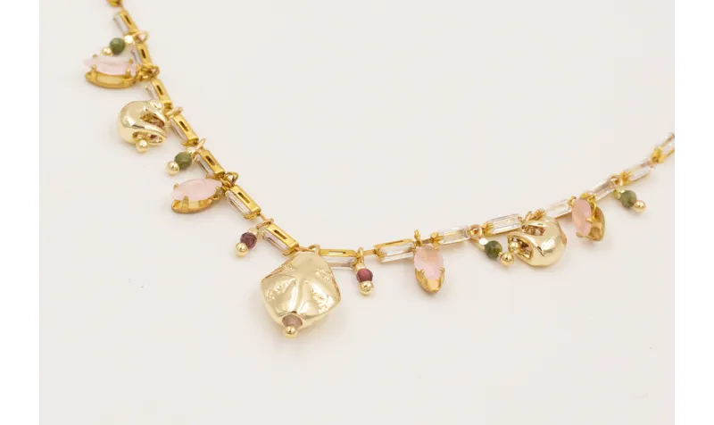 Collar cadena strass cristal rectangular con colga