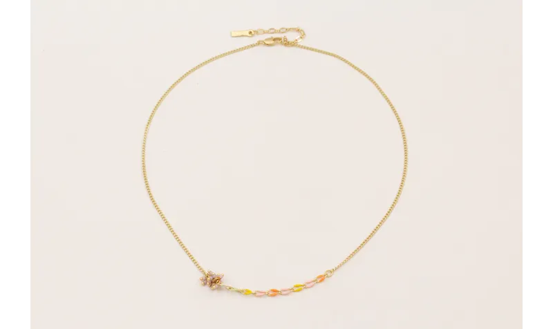 Collar cadena eslabón plano dorada mate con centro