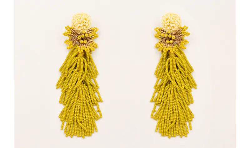 Pendientes perno disco abalorio engarzado amarillo