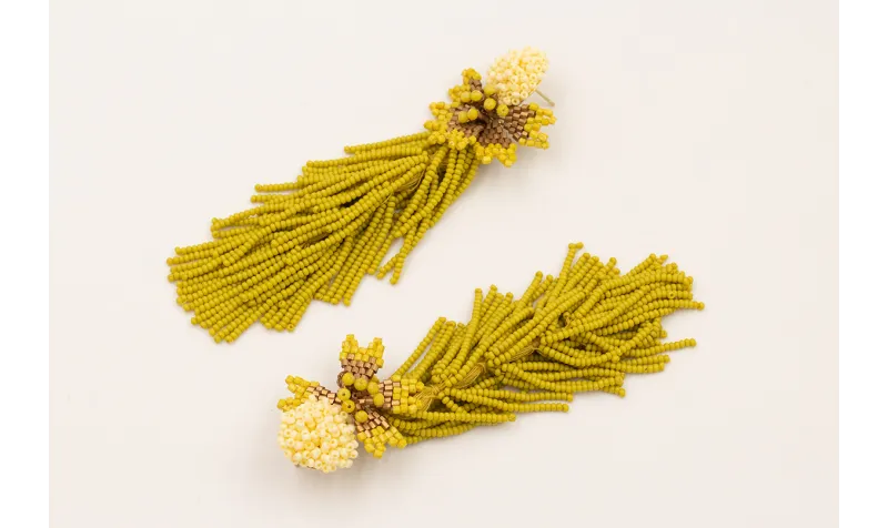 Pendientes perno disco abalorio engarzado amarillo