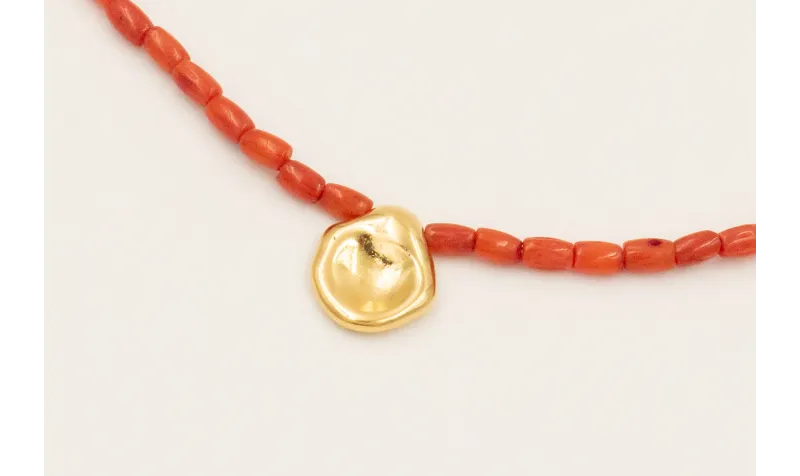 Collar micro tubo de coral con disco aplastado, ci