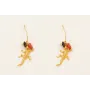 Pendientes gancho con lagarto y chips coral marrón