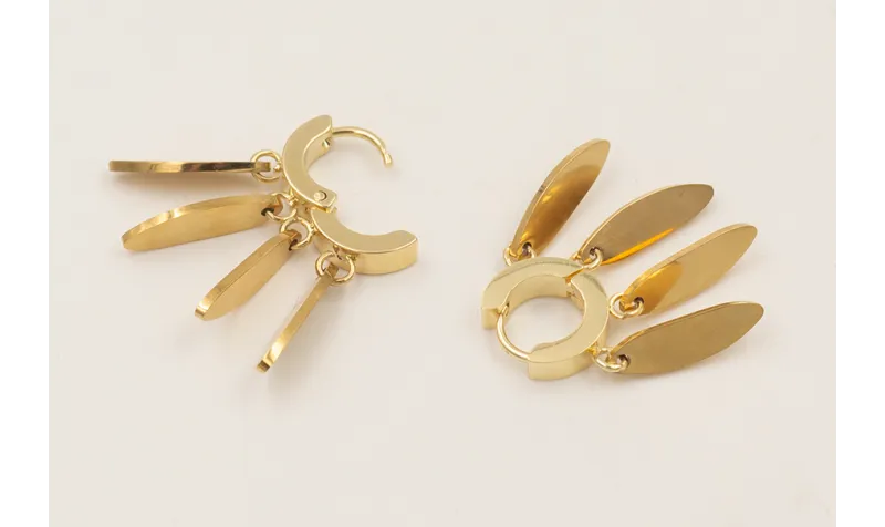 Pendientes acero inoxidable cierre aro con 4 anill