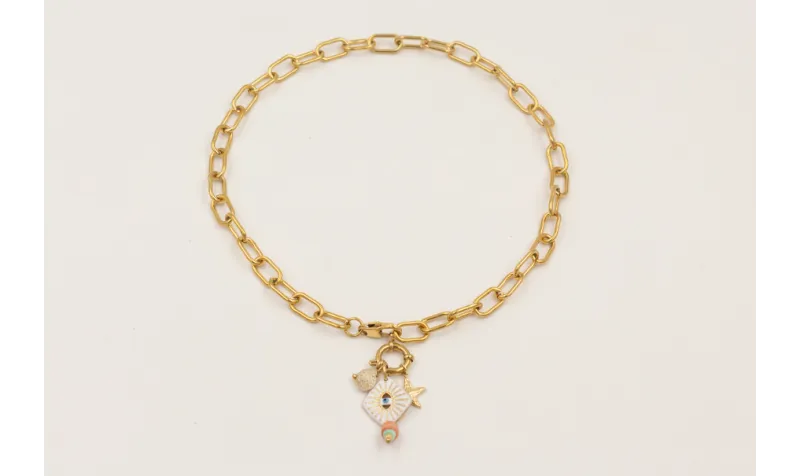 Collar cadena acero inoxidable con colgantes carac