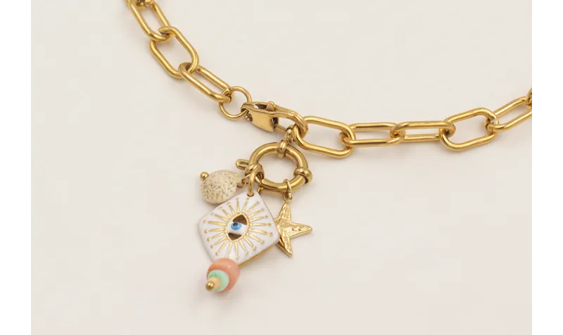 Collar cadena acero inoxidable con colgantes carac