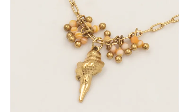 Collar cadena acero inoxidable con bolitas facetad