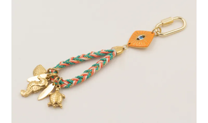 Llavero acero inoxidable con rombo ojo turco esmal