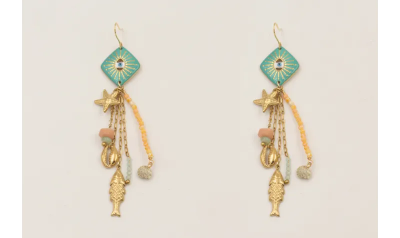 Pendientes acero inoxidable gancho con rombo ojo t