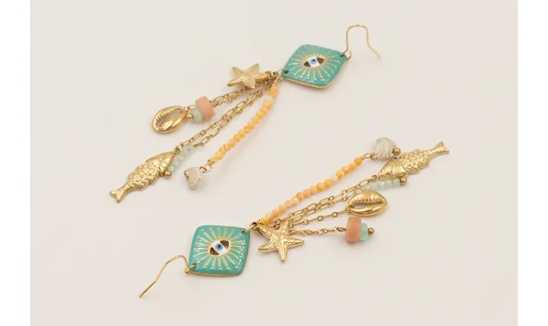 Pendientes acero inoxidable gancho con rombo ojo t