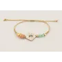 Pulsera de acero inoxidable con hilo dorado nudo s