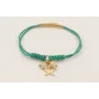 Pulsera cordón hilo dorado color turquesa con cier